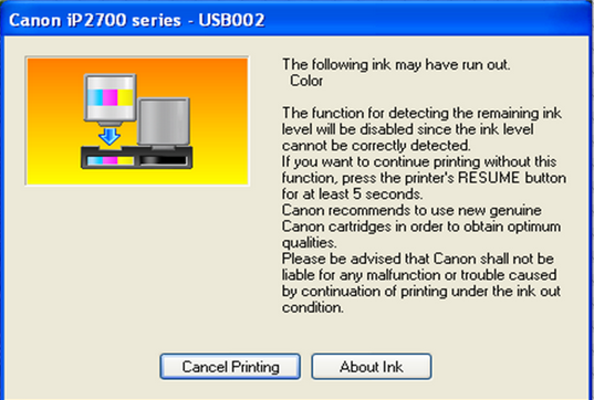canon ip2770 error code
