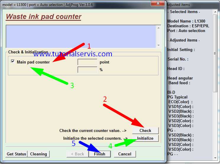 cara reset printer epson l1300